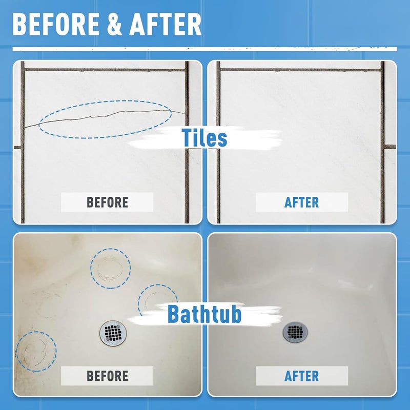 DWIL Tub and Tile Paint, White Touch Up Paint for Porcelain, Scratches, Cracks and Spots on Tile, Porcelain Repair Kit for Bathtub, Sinks, Enamel and Toilets, 1.5 Fl Oz(White) - Image 3